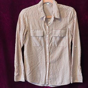 Express Light Brick Color Pinstripe Button Up Extra Small